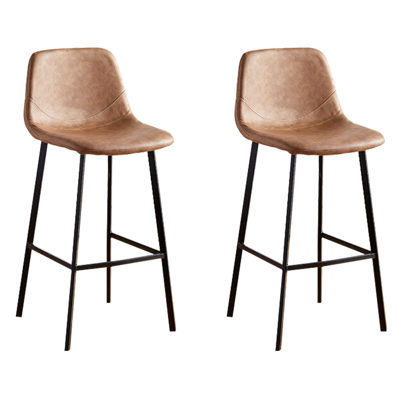 Faux Leather Armless Counter Stool Modern Style Low Back Bar Stool for Indoor
