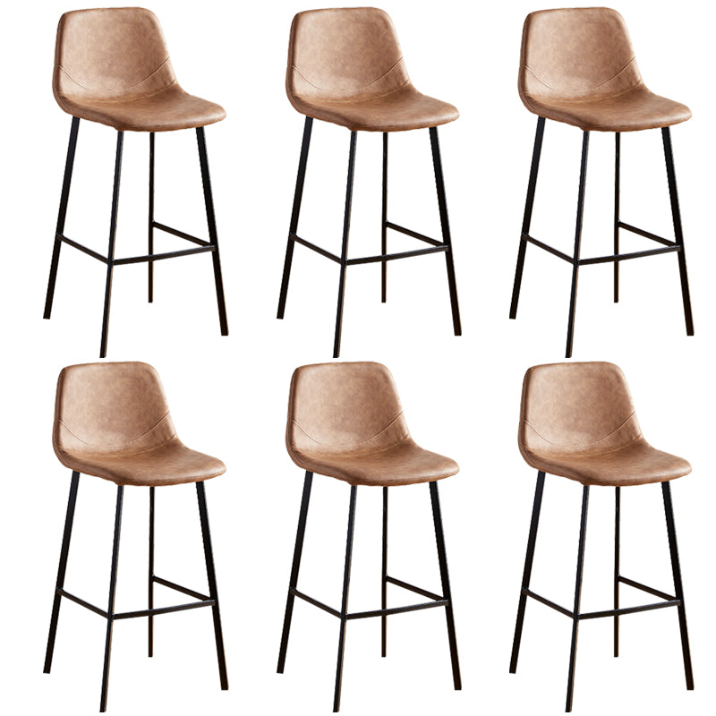Faux Leather Armless Counter Stool Modern Style Low Back Bar Stool for Indoor