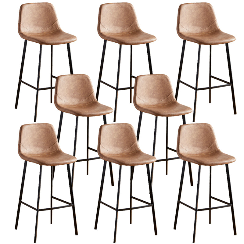 Faux Leather Armless Counter Stool Modern Style Low Back Bar Stool for Indoor