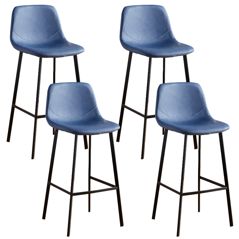 Faux Leather Armless Counter Stool Modern Style Low Back Bar Stool for Indoor