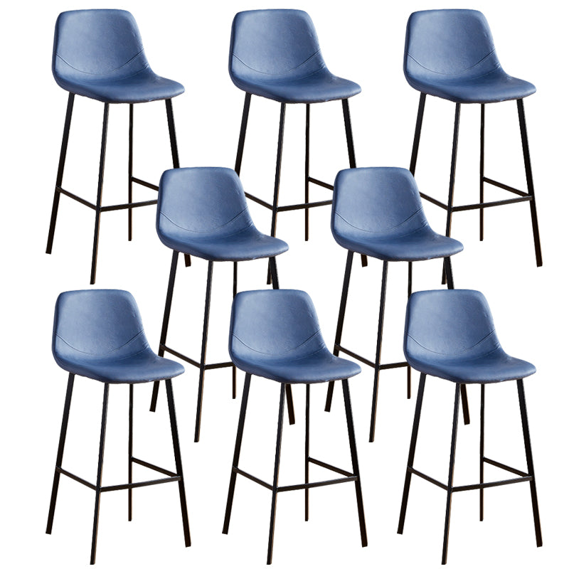 Faux Leather Armless Counter Stool Modern Style Low Back Bar Stool for Indoor