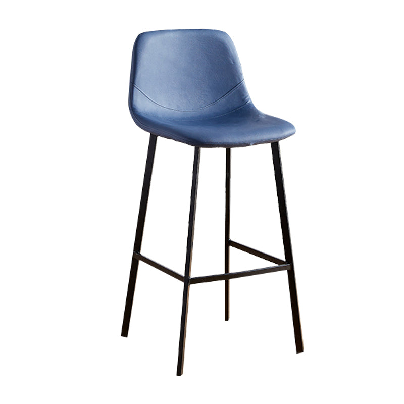 Faux Leather Armless Counter Stool Modern Style Low Back Bar Stool for Indoor