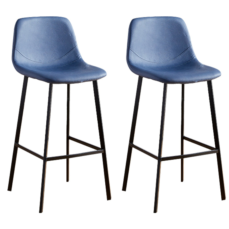 Faux Leather Armless Counter Stool Modern Style Low Back Bar Stool for Indoor