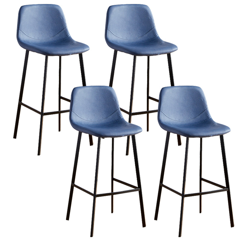 Faux Leather Armless Counter Stool Modern Style Low Back Bar Stool for Indoor