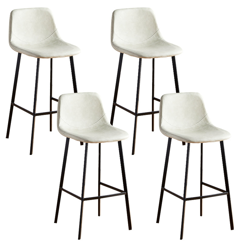 Faux Leather Armless Counter Stool Modern Style Low Back Bar Stool for Indoor