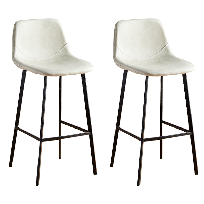 Faux Leather Armless Counter Stool Modern Style Low Back Bar Stool for Indoor