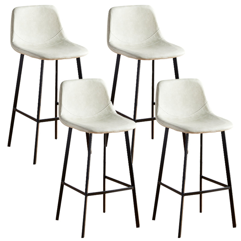 Faux Leather Armless Counter Stool Modern Style Low Back Bar Stool for Indoor