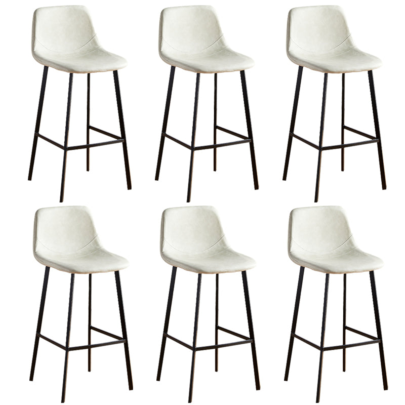 Faux Leather Armless Counter Stool Modern Style Low Back Bar Stool for Indoor
