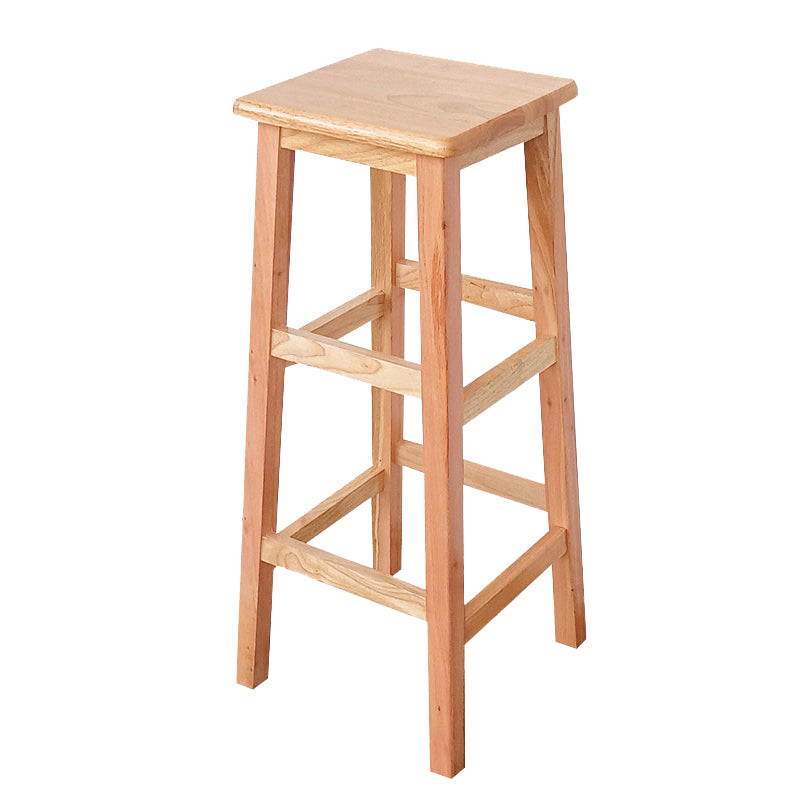 Square Backless Solid Wood Bar Chair Industrial Wooden Chair with 4 Legs