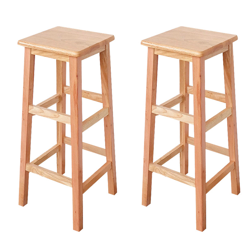 Square Backless Solid Wood Bar Chair Industrial Wooden Chair with 4 Legs