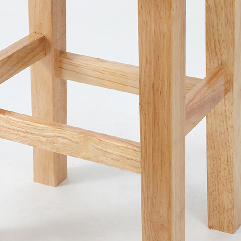 Square Backless Solid Wood Bar Chair Industrial Wooden Chair with 4 Legs