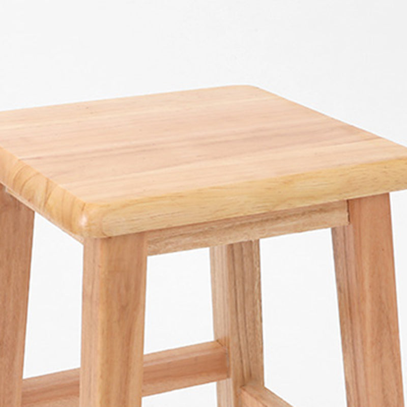 Square Backless Solid Wood Bar Chair Industrial Wooden Chair with 4 Legs