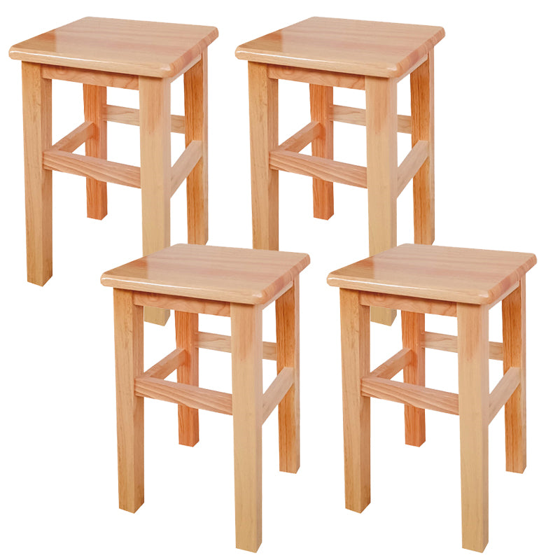 Square Backless Solid Wood Bar Chair Industrial Wooden Chair with 4 Legs