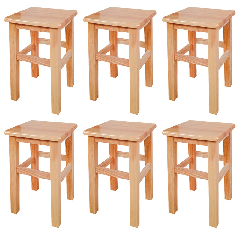 Square Backless Solid Wood Bar Chair Industrial Wooden Chair with 4 Legs