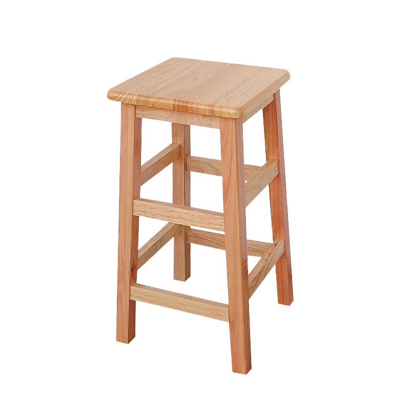 Square Backless Solid Wood Bar Chair Industrial Wooden Chair with 4 Legs