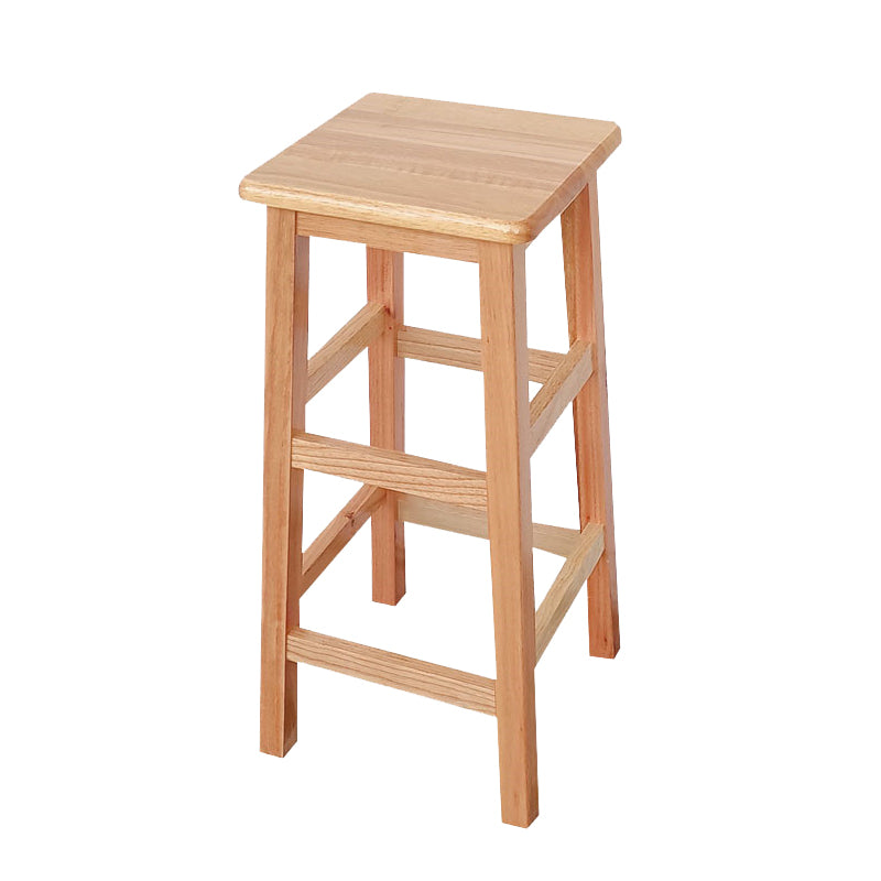 Square Backless Solid Wood Bar Chair Industrial Wooden Chair with 4 Legs