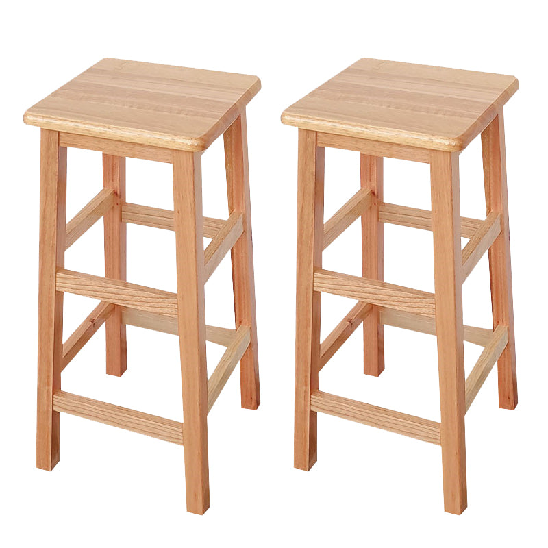 Square Backless Solid Wood Bar Chair Industrial Wooden Chair with 4 Legs