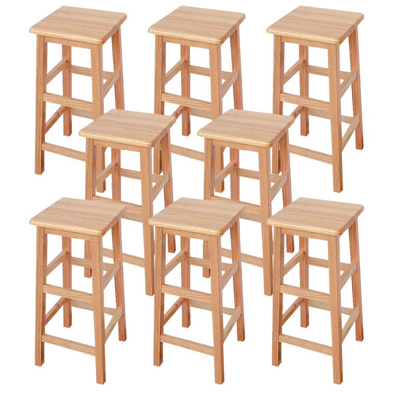 Square Backless Solid Wood Bar Chair Industrial Wooden Chair with 4 Legs