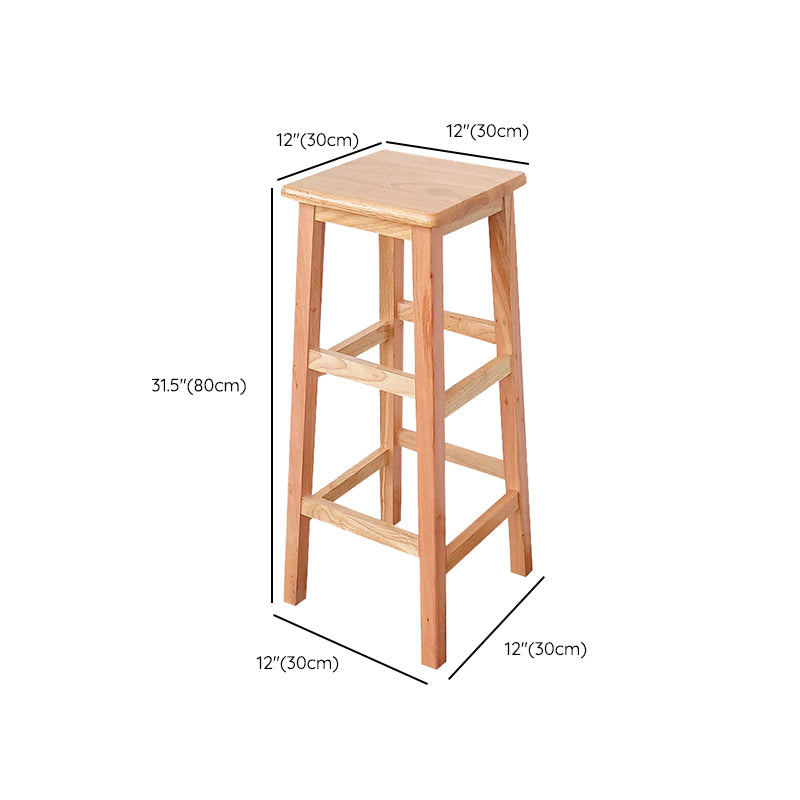 Square Backless Solid Wood Bar Chair Industrial Wooden Chair with 4 Legs