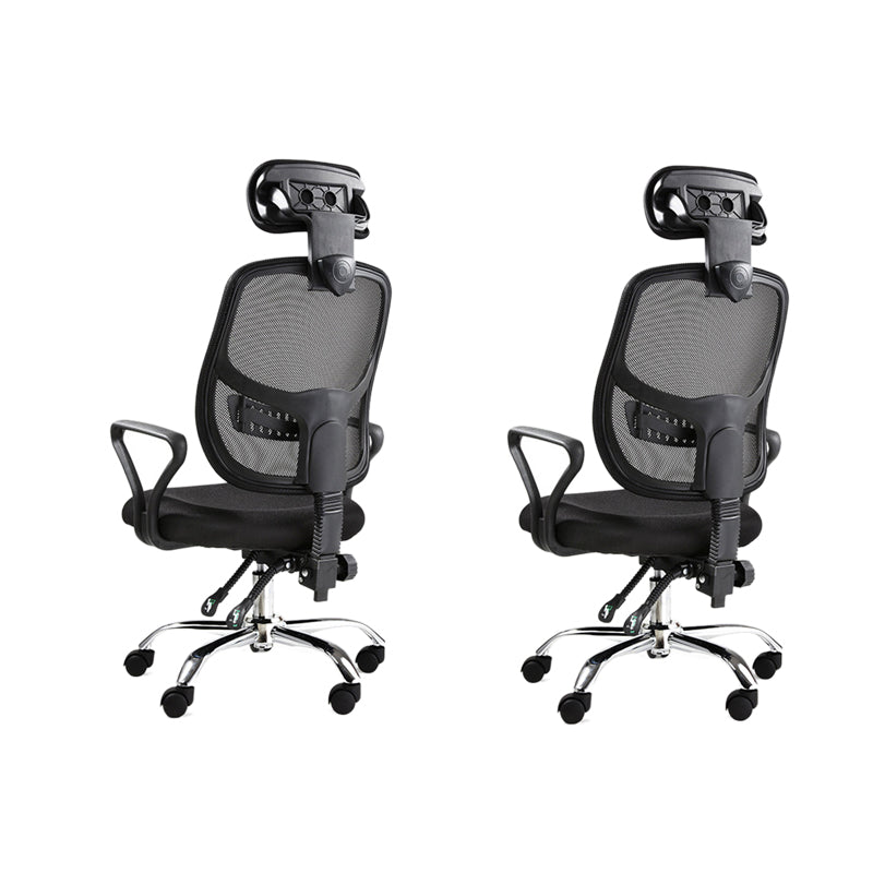 Modern Adjustable Seat Height Office Chair Fixed Arms Swivel Chair