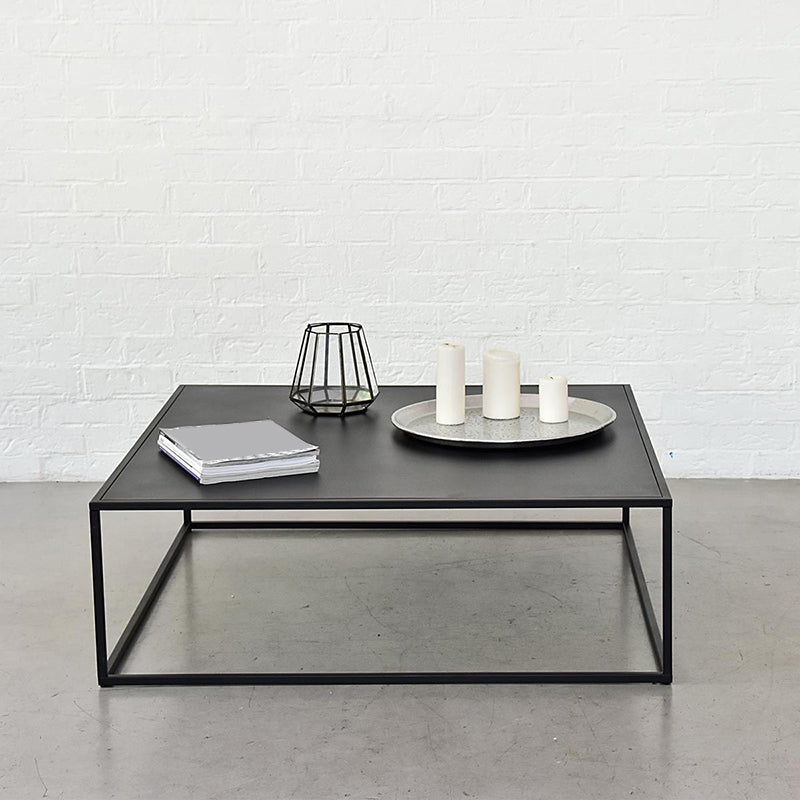 Mid-Century Modern Iron Coffee Table Black Finish Square Cocktail Table