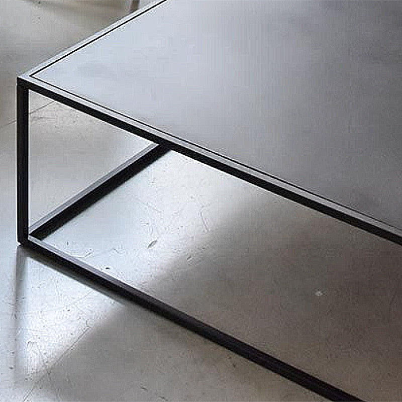 Mid-Century Modern Iron Coffee Table Black Finish Square Cocktail Table
