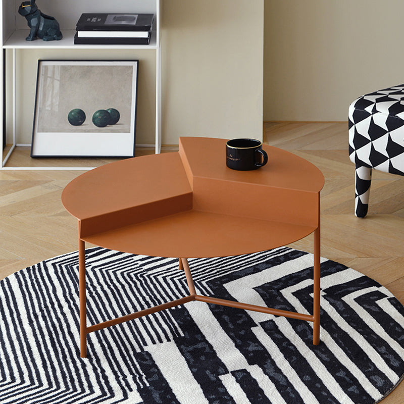Geometric Metal Coffee Table Dia 27.6" 3 Legs Cocktail Table