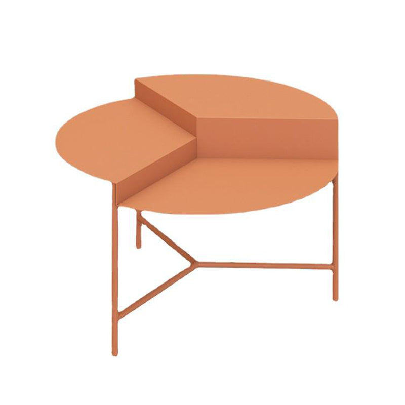 Geometric Metal Coffee Table Dia 27.6" 3 Legs Cocktail Table