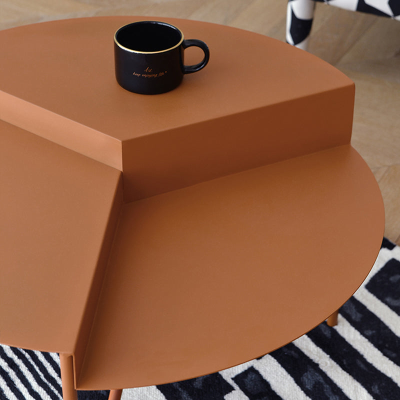 Geometric Metal Coffee Table Dia 27.6" 3 Legs Cocktail Table
