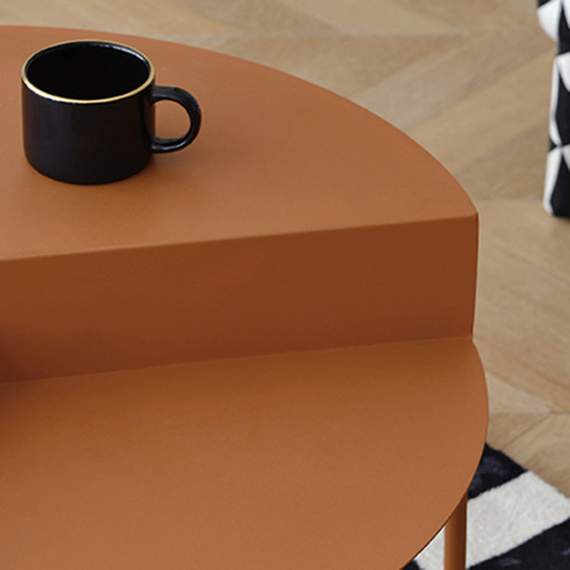 Geometric Metal Coffee Table Dia 27.6" 3 Legs Cocktail Table