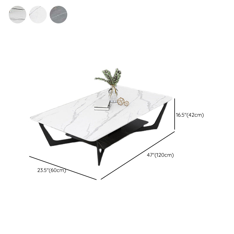 Cross Legs Slate Coffee Table Shelf Included Simple Single Cocktail Table