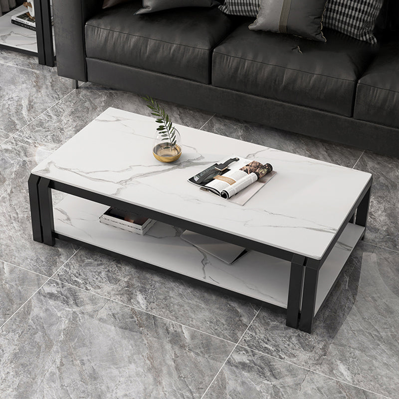 1 - Shelf Slate Coffee Cocktail Table 17.7" H Rectangular Single Coffee Table