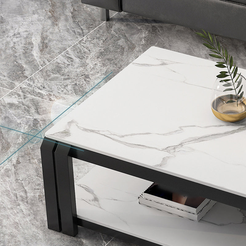 1 - Shelf Slate Coffee Cocktail Table 17.7" H Rectangular Single Coffee Table