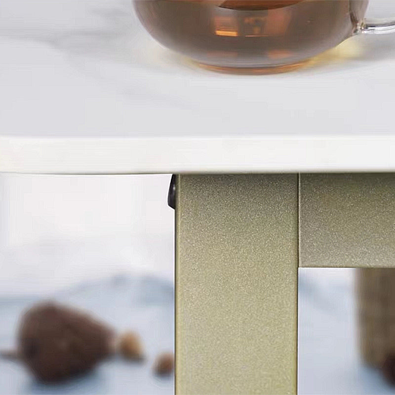 Glam 17.7" H Frame Cocktail Table Rectangular Slate Coffee Table with Floor Shelf
