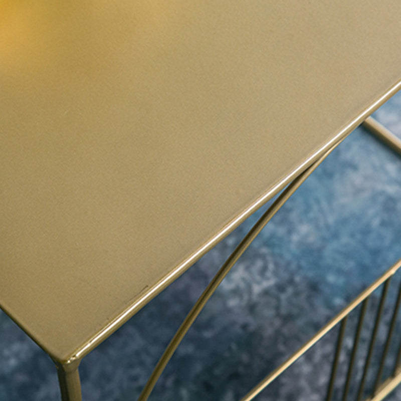 Brass Iron Frame Coffee Table Mid-Century Modern 17.7" W Square Cocktail Table