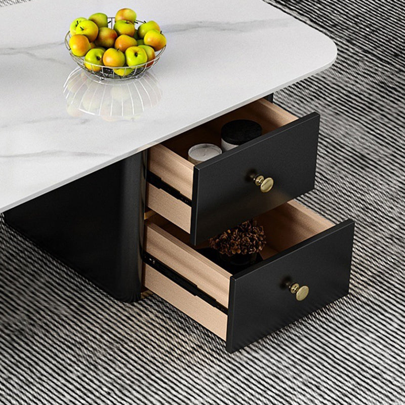 2 - Drawer Irregular Slate Coffee Table 15.7" H 1 Single Coffee Cocktail Table