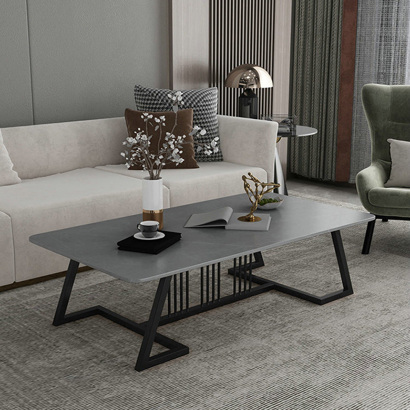 Rectangular Slate 1 Single Coffee Table 17.7-In High Frame Cocktail Table