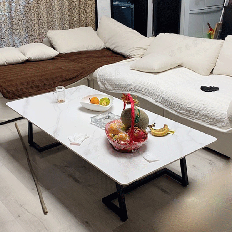 Rectangular Slate 1 Single Coffee Table 17.7-In High Frame Cocktail Table