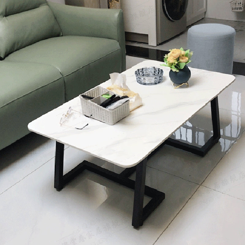 Rectangular Slate 1 Single Coffee Table 17.7-In High Frame Cocktail Table