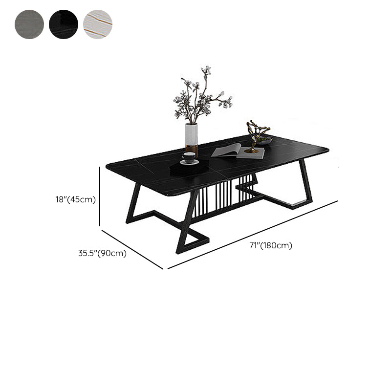 Rectangular Slate 1 Single Coffee Table 17.7-In High Frame Cocktail Table