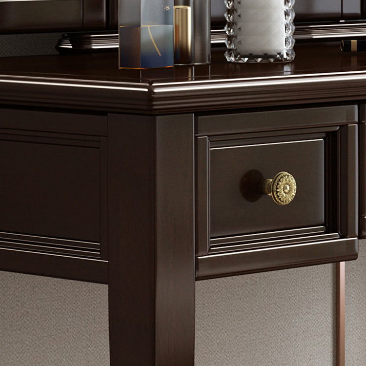 Traditional Solid Wood Vanity Makeup Table Set with 3-Drawer and Tri-Folding Mirror