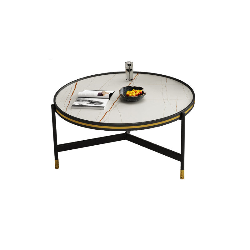 Round Slate 3 Legs Coffee Cocktail Table 2-Piece Coffee Table Set