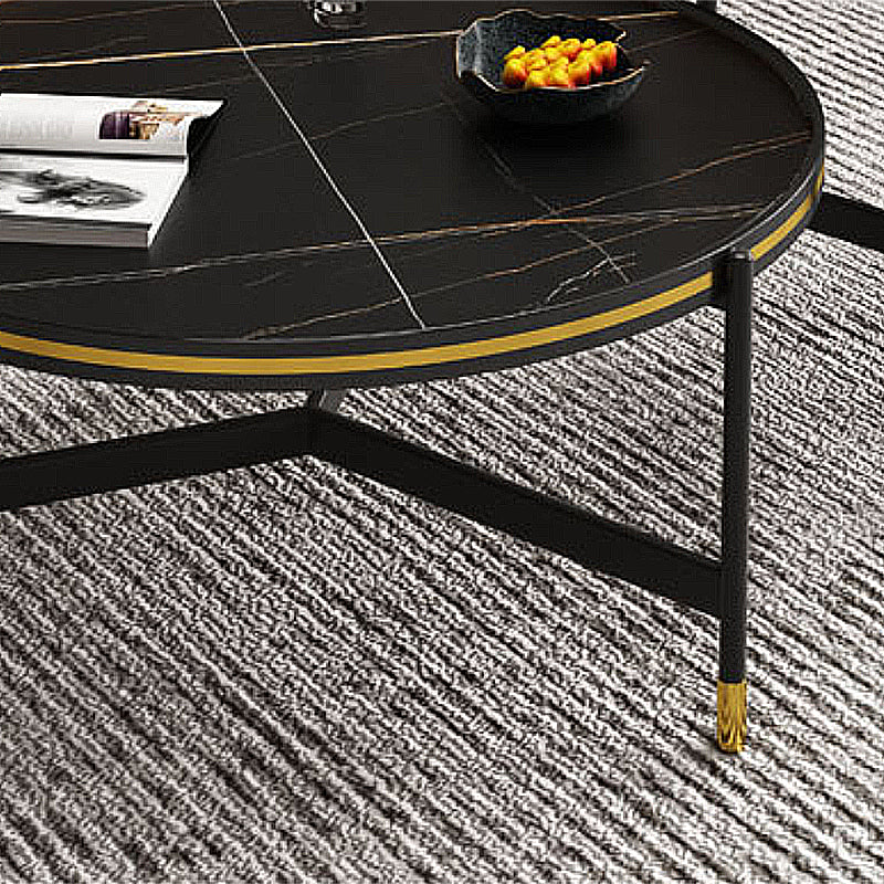 Round Slate 3 Legs Coffee Cocktail Table 2-Piece Coffee Table Set