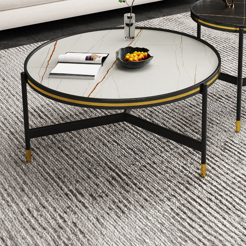Round Slate 3 Legs Coffee Cocktail Table 2-Piece Coffee Table Set