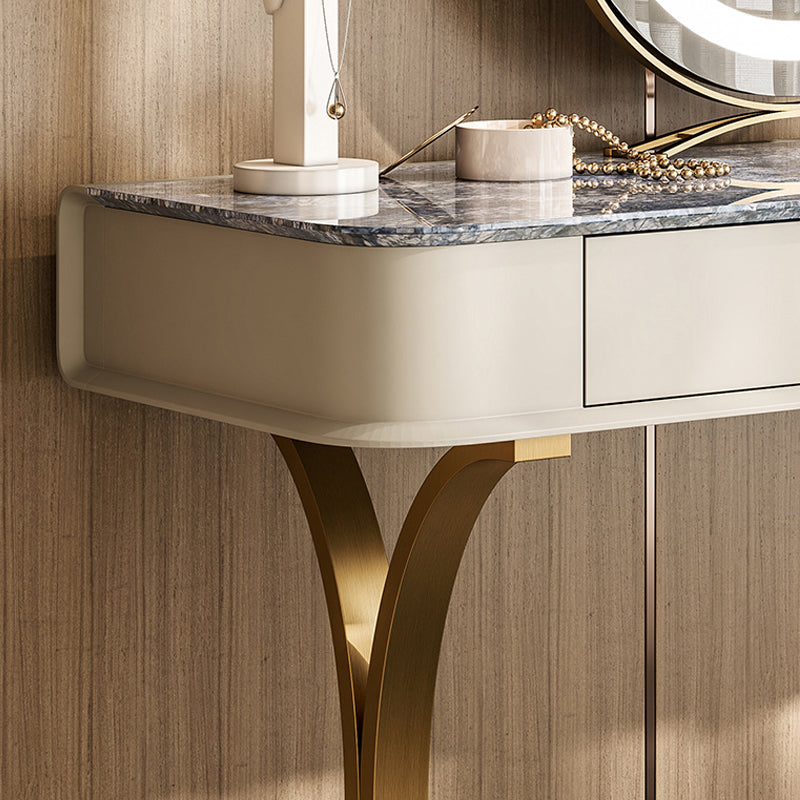 Bedroom Make-up Vanity Luxurious Stone Top Dresser with Padded Stool