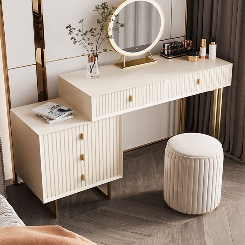 15.74" Wide Dresser with 5 Storage Drawers Cream Vanity Table Glam Style