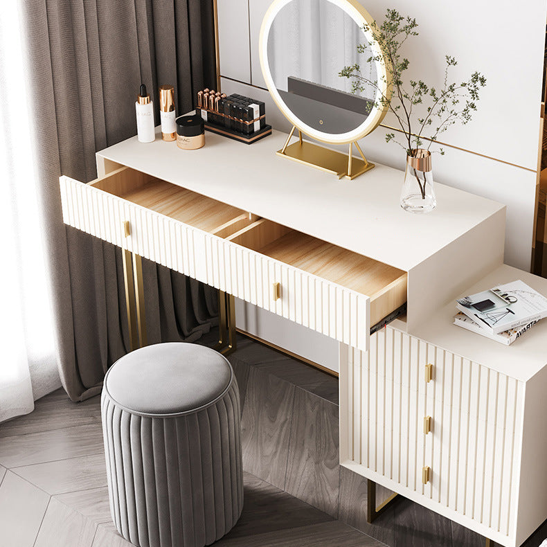 15.74" Wide Dresser with 5 Storage Drawers Cream Vanity Table Glam Style