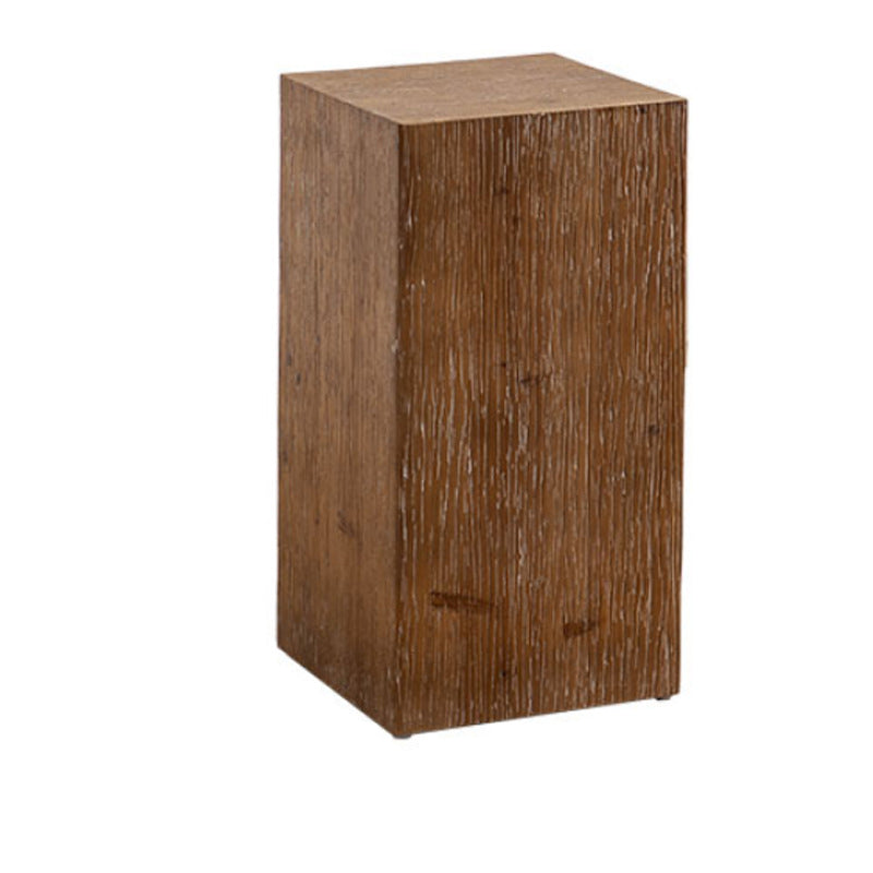 French Country Wood Block Side Table Square End Table, 11.8 inch Wide