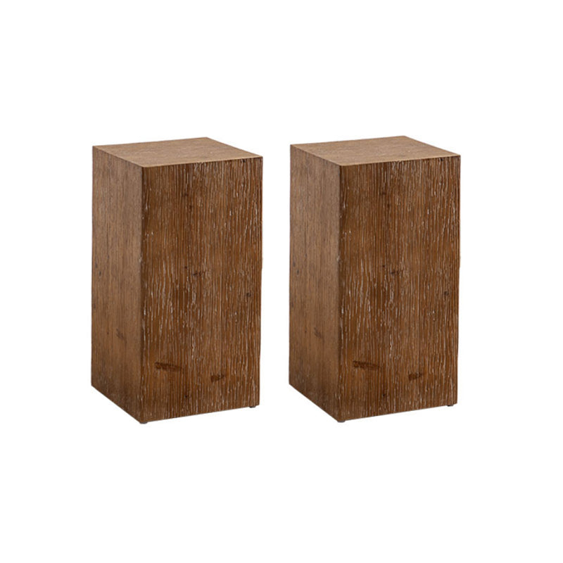 French Country Wood Block Side Table Square End Table, 11.8 inch Wide