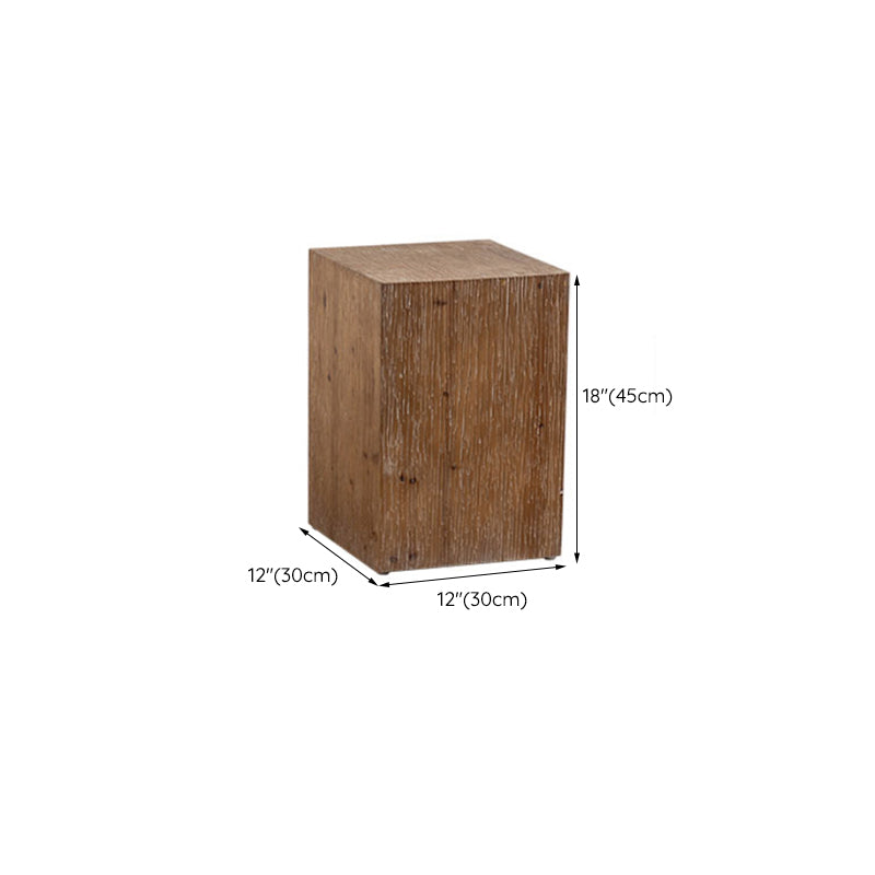 French Country Wood Block Side Table Square End Table, 11.8 inch Wide